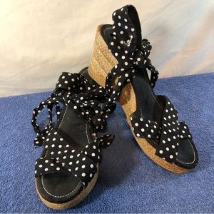 Montego Bay Club Black Polka Dot Wedge Sandals